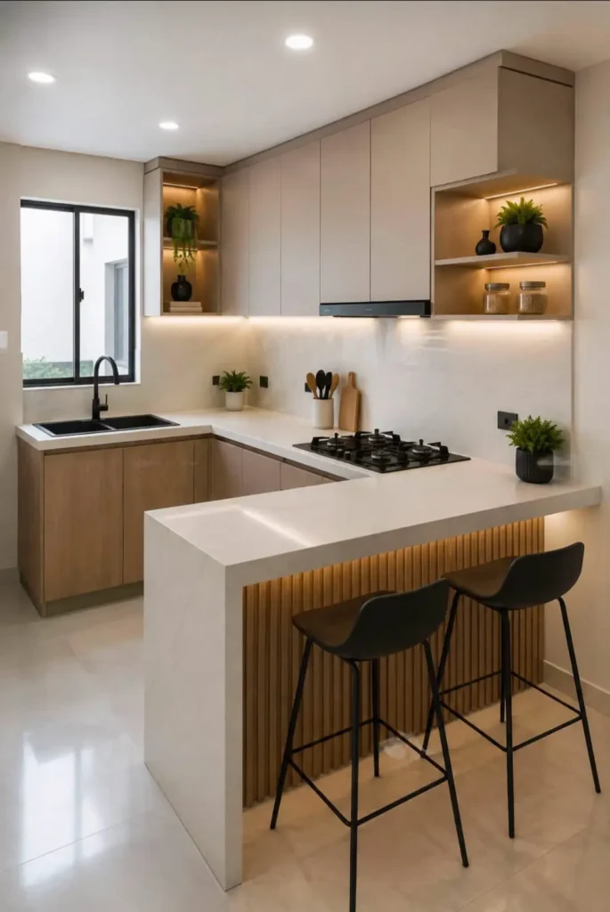 Cocina integral con barra desayunadora a medida en Bogotá - Muebles Moratto